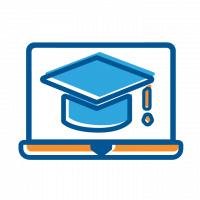 icon showing laptop computer screen with graduation cap