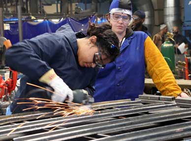 Students welding