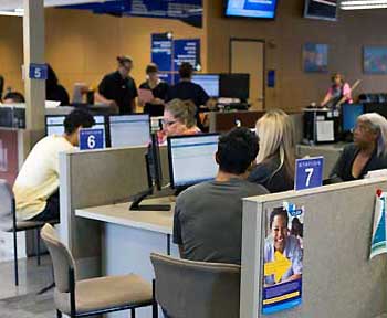 Students being advised in the Student Services Center
